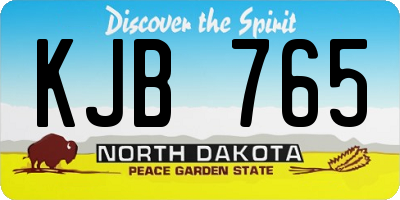 ND license plate KJB765
