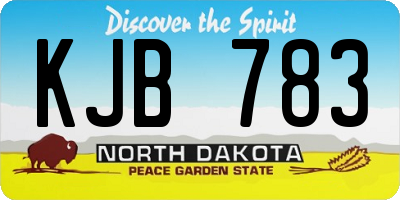 ND license plate KJB783
