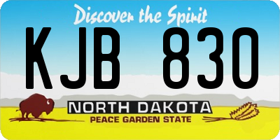 ND license plate KJB830