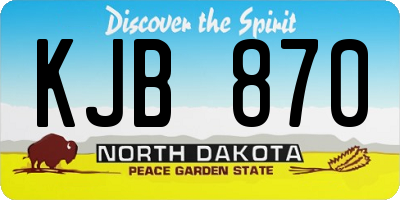 ND license plate KJB870