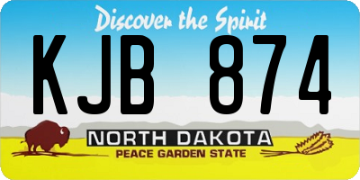 ND license plate KJB874