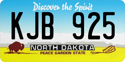 ND license plate KJB925