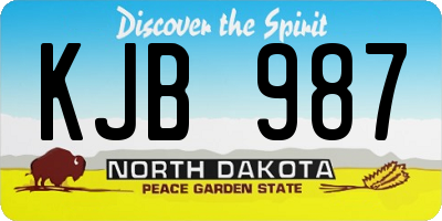 ND license plate KJB987