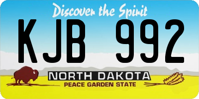 ND license plate KJB992