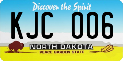 ND license plate KJC006