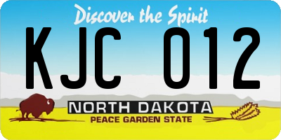 ND license plate KJC012