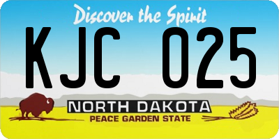 ND license plate KJC025