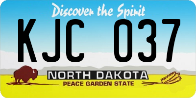 ND license plate KJC037
