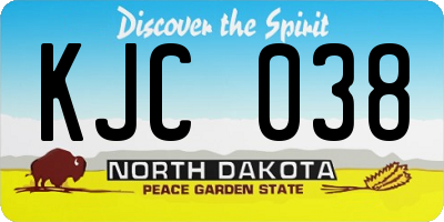 ND license plate KJC038