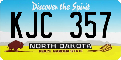 ND license plate KJC357