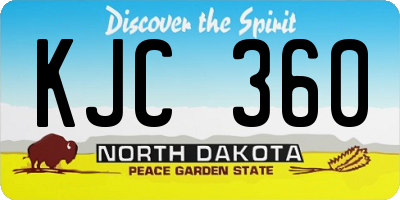 ND license plate KJC360