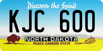 ND license plate KJC600