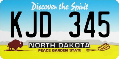 ND license plate KJD345