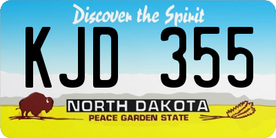 ND license plate KJD355