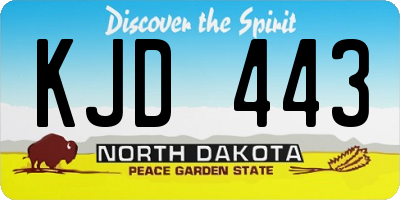 ND license plate KJD443