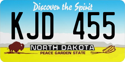ND license plate KJD455