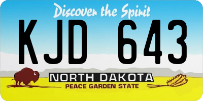 ND license plate KJD643