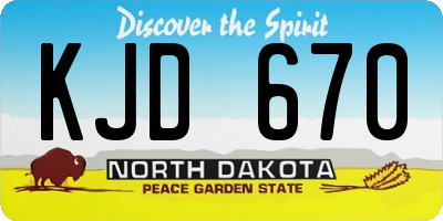 ND license plate KJD670