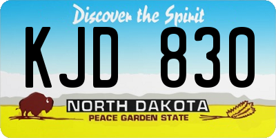 ND license plate KJD830