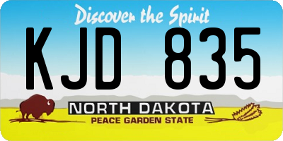 ND license plate KJD835
