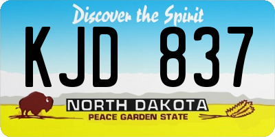 ND license plate KJD837