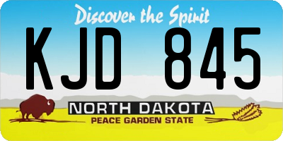 ND license plate KJD845