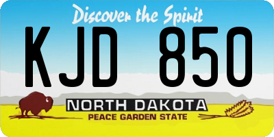ND license plate KJD850