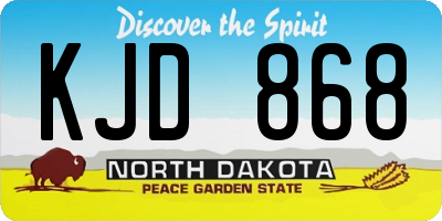 ND license plate KJD868