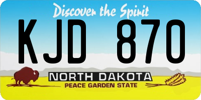 ND license plate KJD870