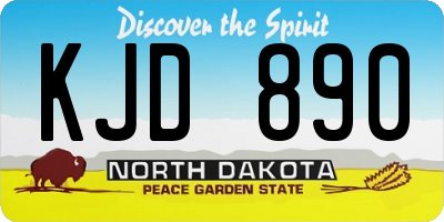 ND license plate KJD890