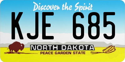 ND license plate KJE685