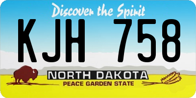 ND license plate KJH758