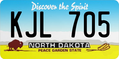 ND license plate KJL705