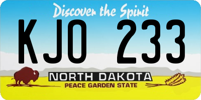 ND license plate KJO233