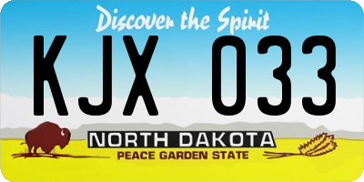 ND license plate KJX033