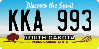 ND license plate KKA993