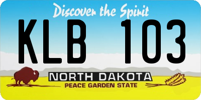 ND license plate KLB103