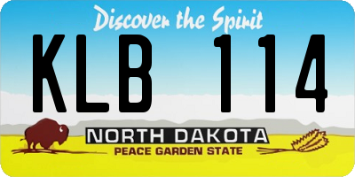 ND license plate KLB114