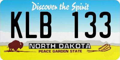 ND license plate KLB133