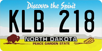 ND license plate KLB218