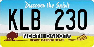 ND license plate KLB230