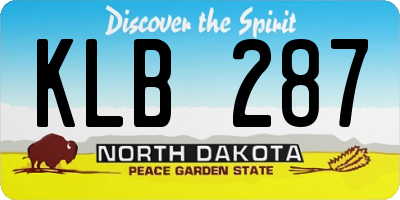 ND license plate KLB287