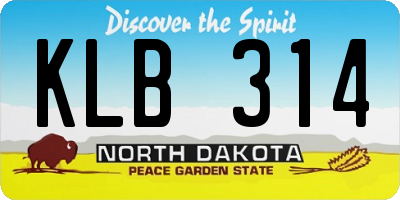 ND license plate KLB314