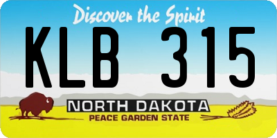 ND license plate KLB315