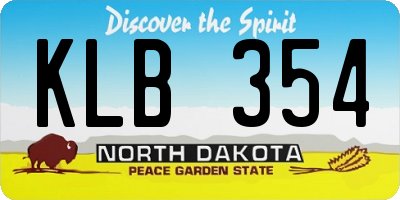 ND license plate KLB354