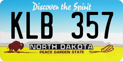 ND license plate KLB357