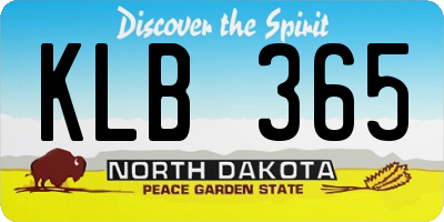 ND license plate KLB365