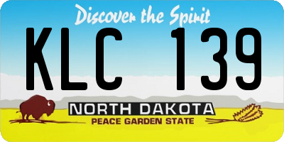 ND license plate KLC139