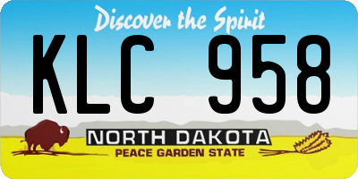 ND license plate KLC958
