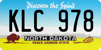 ND license plate KLC978